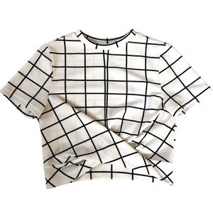 SHEIN Cross Wrap Front Plaid Short Sleeve Crop Top Open Midriff Size Small